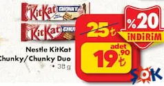 NESTLE KİTKAT CHUNKY/CHUNKY DUO ÇİKOLATALI GOFRET 38 G